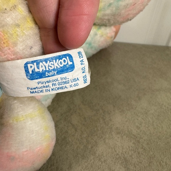 Vintage PlaySkool Baby Blankies Bear Pastels Plaid 1987 Plush Teddy Bear - Picture 7 of 10